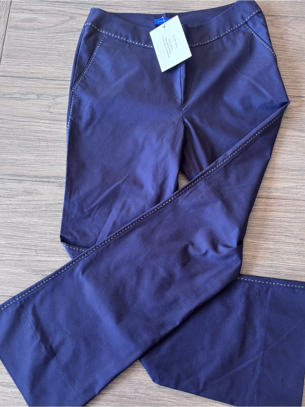 NWT - WINSER LONDON blue slacks w/ stitched detail - US 8 | UK 12
